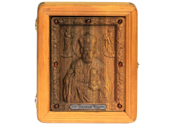 Подарочная икона "Святитель Николай, архиепископ Мир Ликийский (Мирликийский), чудотворец" на мореном дубе