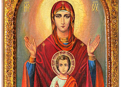 Живописная икона Божией матери "Знамение"