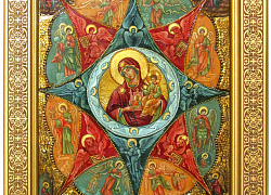 Живописная икона Божией матери "Неопалимая купина"