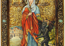 Живописная икона "Святая великомученица Марина (Маргарита) Антиохийская"